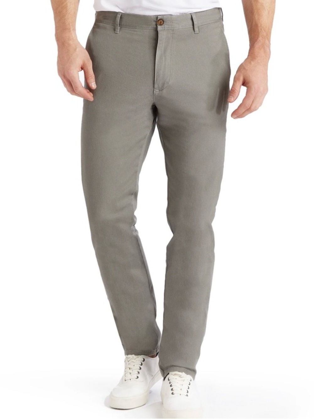 Men’s Mott & Bow Everyday Comfort Slim Chino Pants in Light Gray.